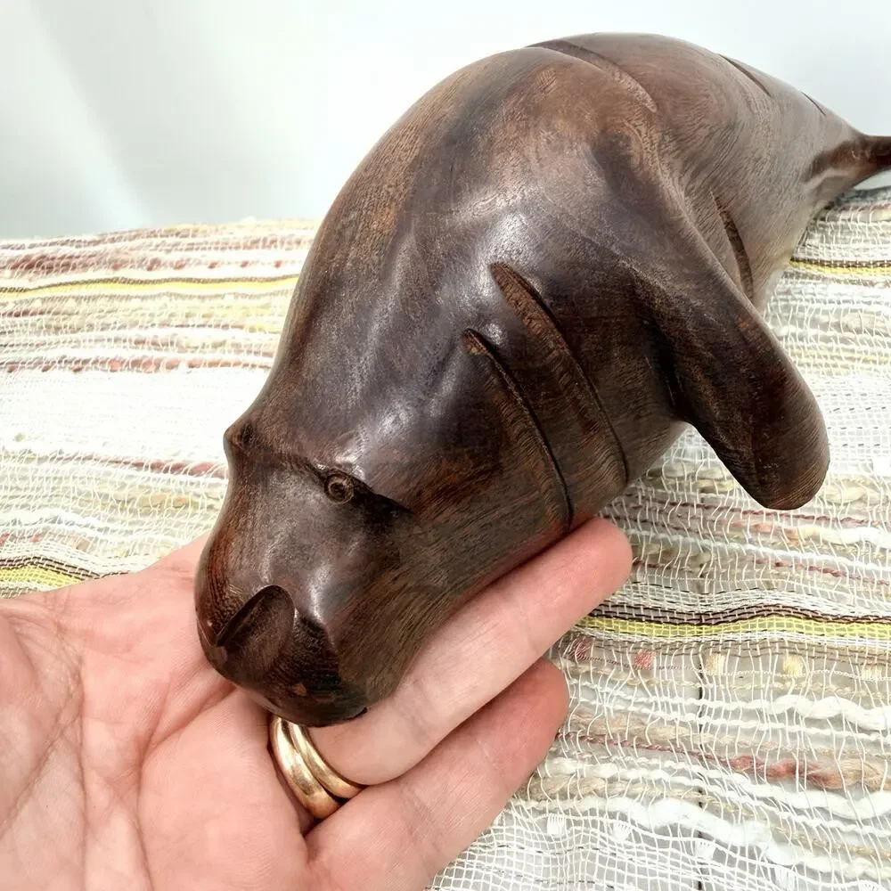 Vintage Hand Carved Ironwood Manatee Sea Cow Figurine Sculpture